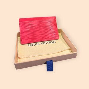 Authentic Louis Vuitton Epi Leather Card Holder | Pink | Box + Bag